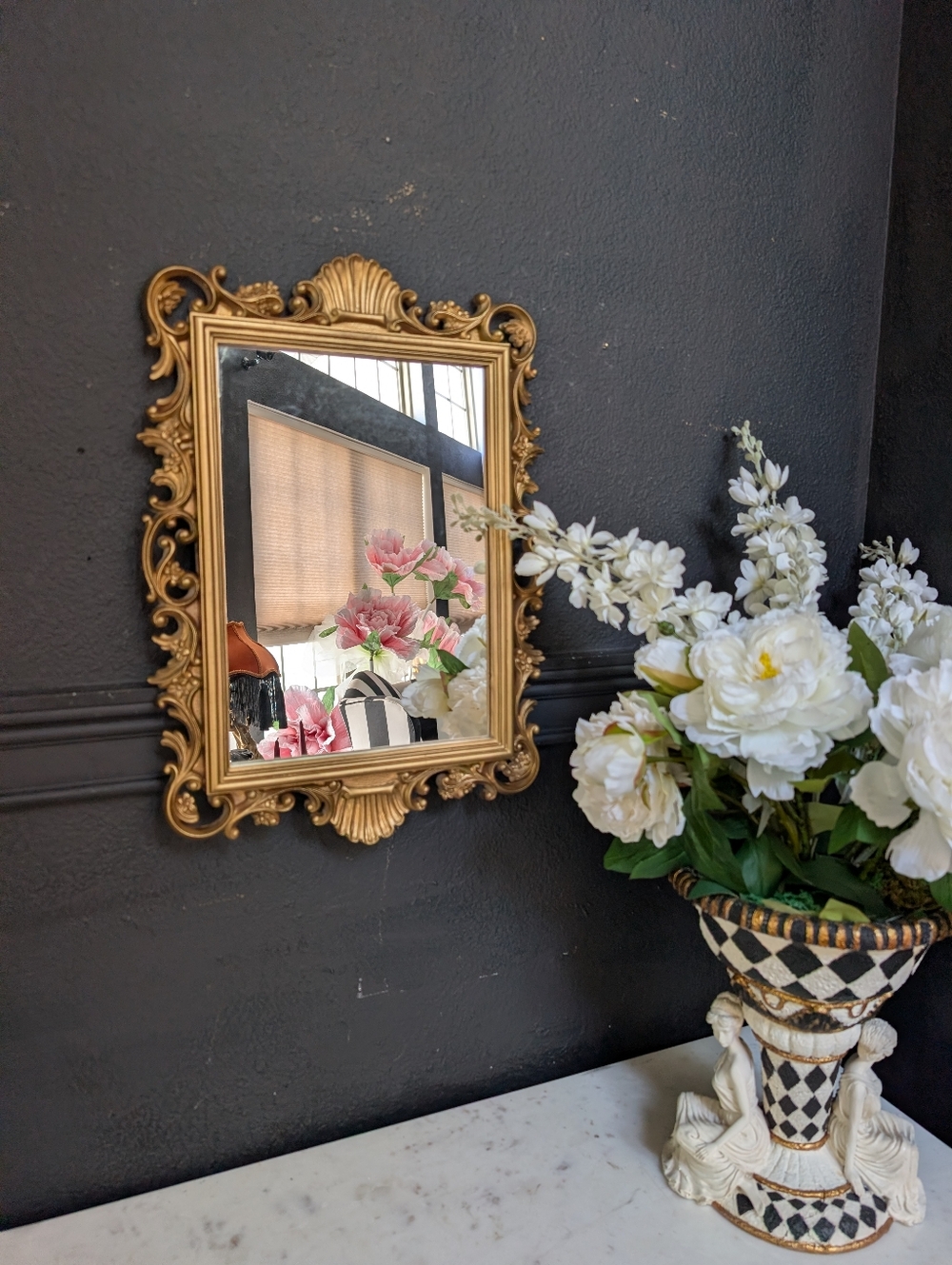 Vintage HOMCO Ornate Gold Gilt Hollywood Glam Accent Wall Mirror Decor 14.5"